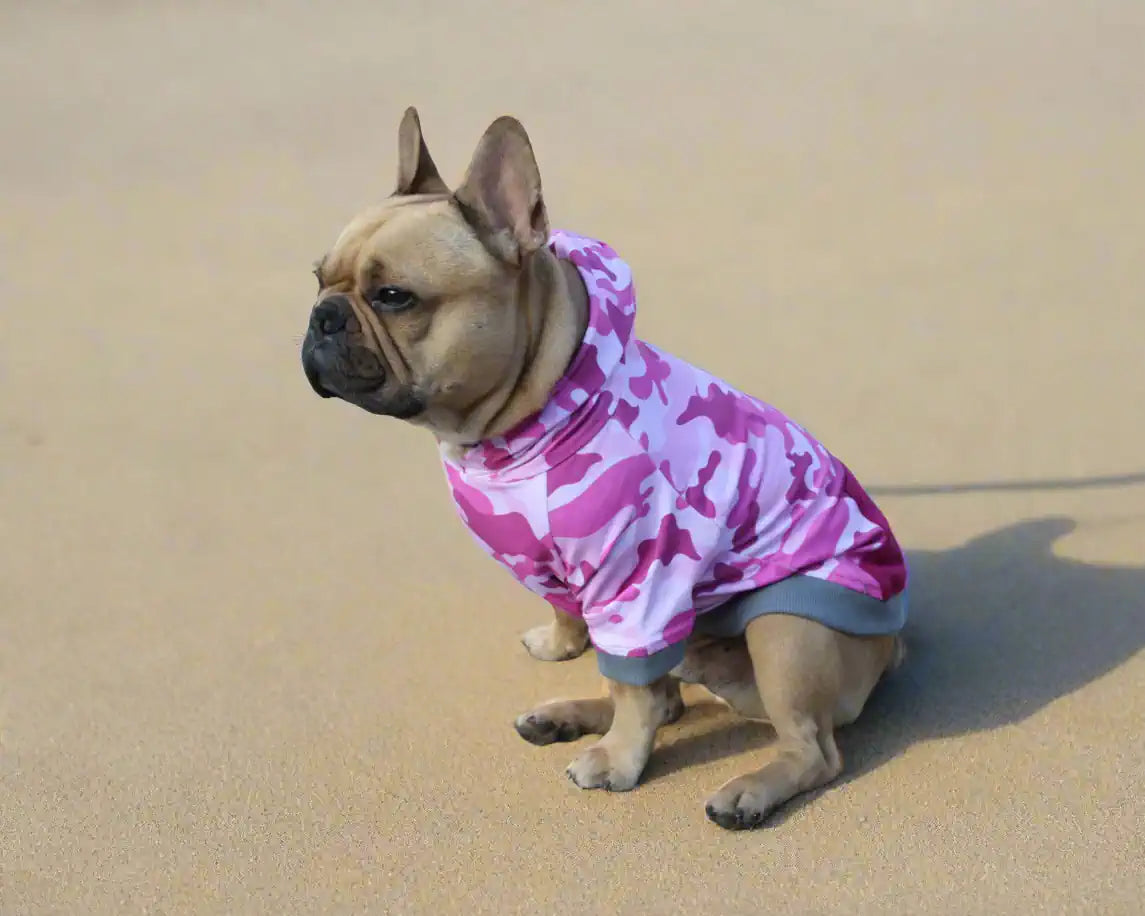 Hunde Hoodie, Design Camouflage rosa, Seitenansicht