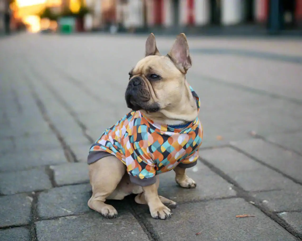 Hunde Hoodie im Retro Design, Ansicht linke Seite
