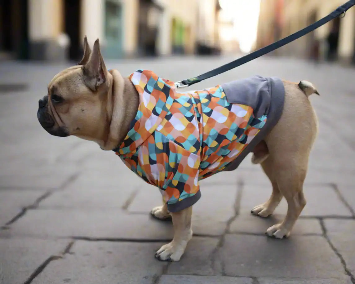 Hunde Hoodie im Retro Design, Seitenansicht