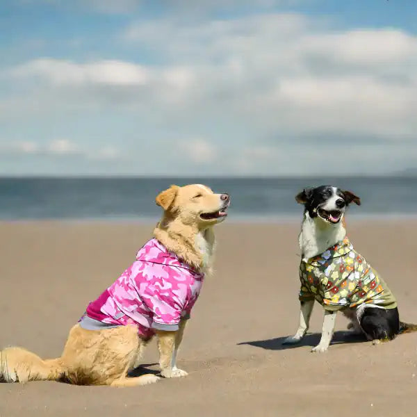 Hunde Hoodies, Blumendesign und Camouflage rose