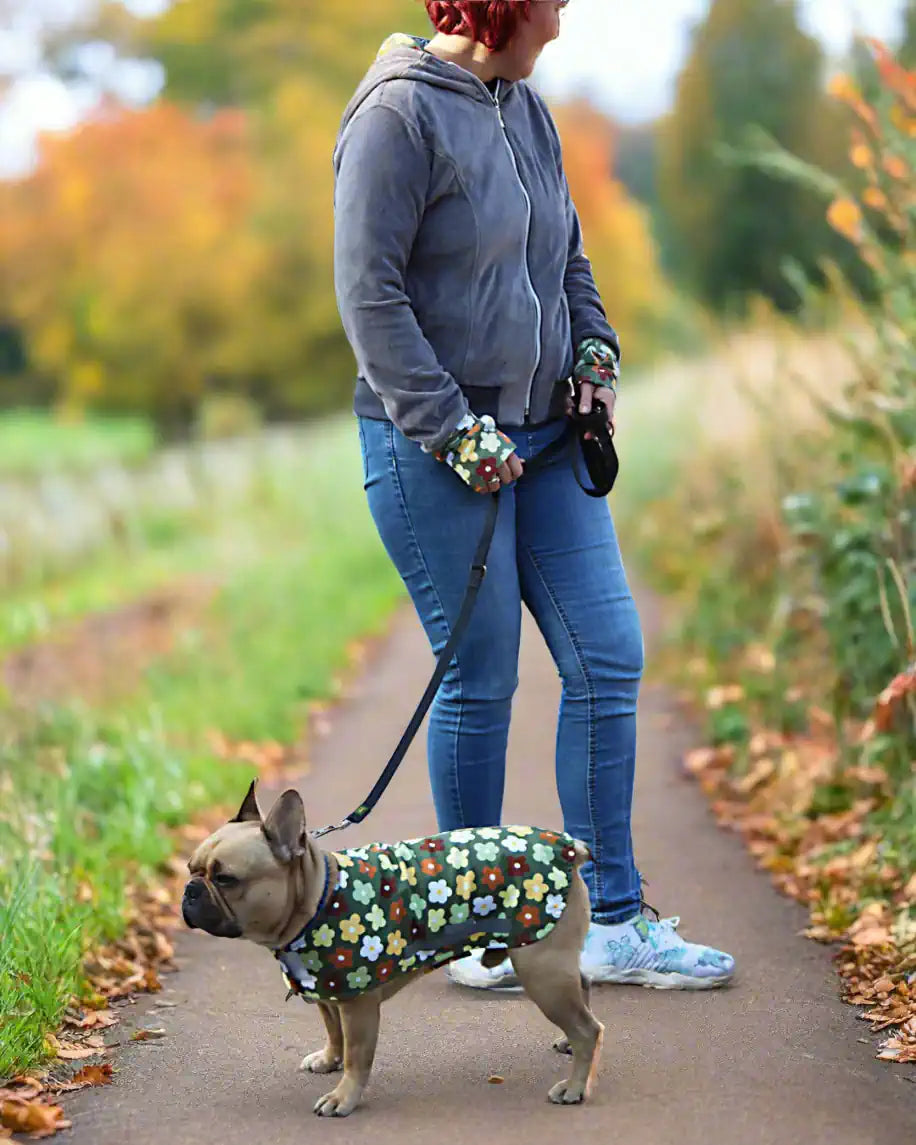 Hundemantel mit Kapuzenjacke Blume
