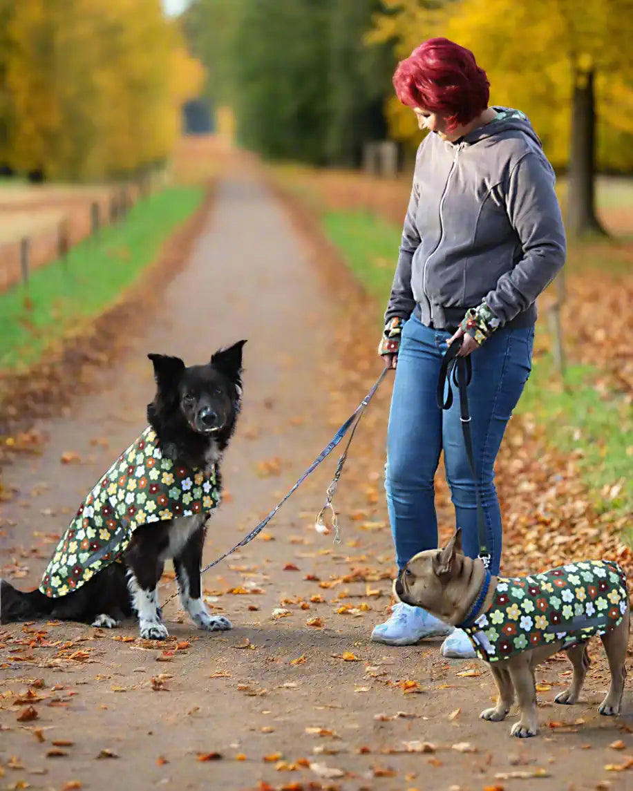 Hundemantel mit Kapuzenjacke Blume